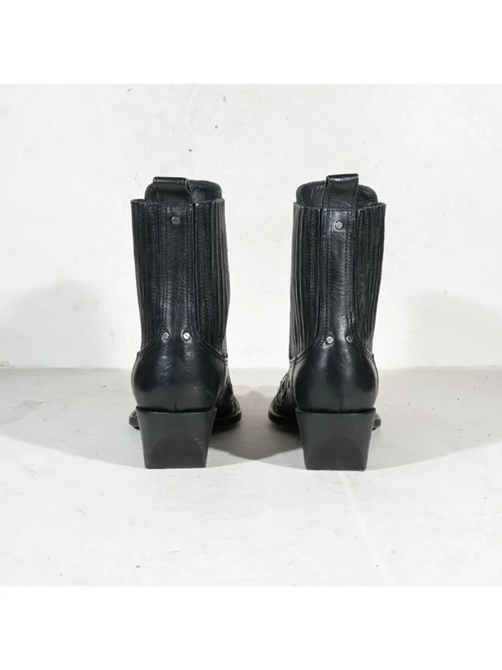 Golden Goose Black Leather Western Chelsea Ankle Boots Italy Womens 39 - Picture 4 of 9
